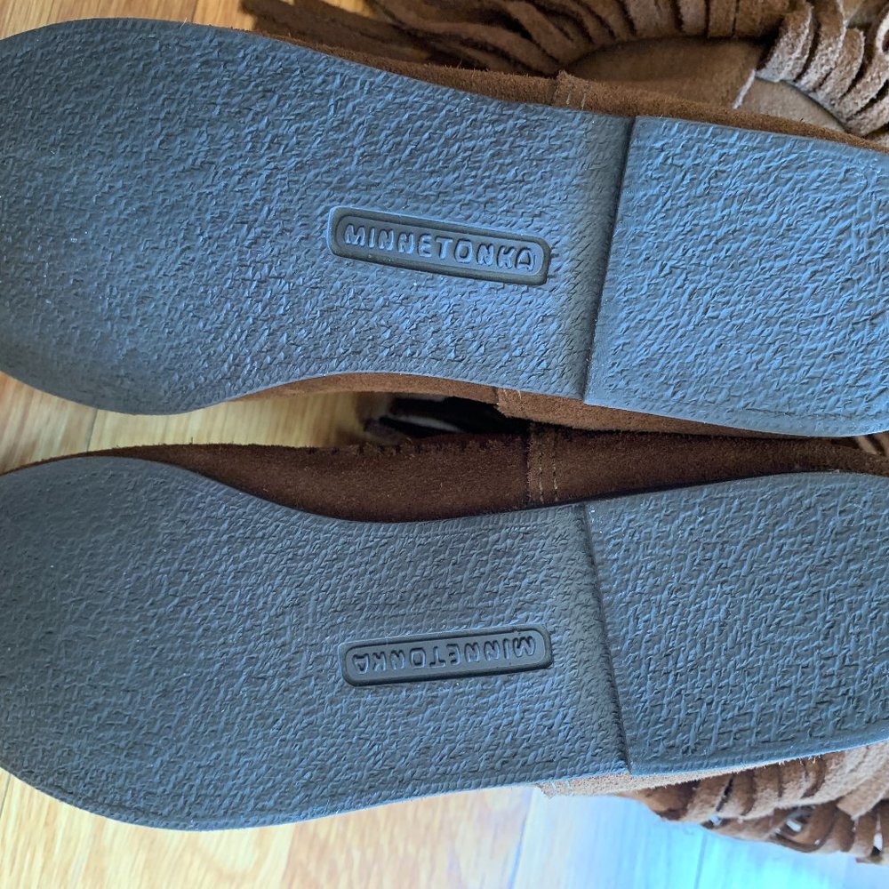 Minnetonka Brown Suede Three Layer Fringe Boots - image 5